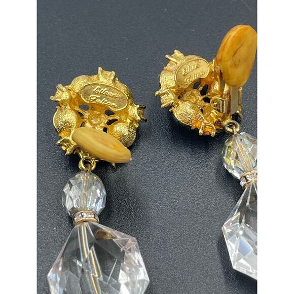 Eileen Fulton Vintage Black and Clear Crystal Clip on Earrings - Picture 8 of 14